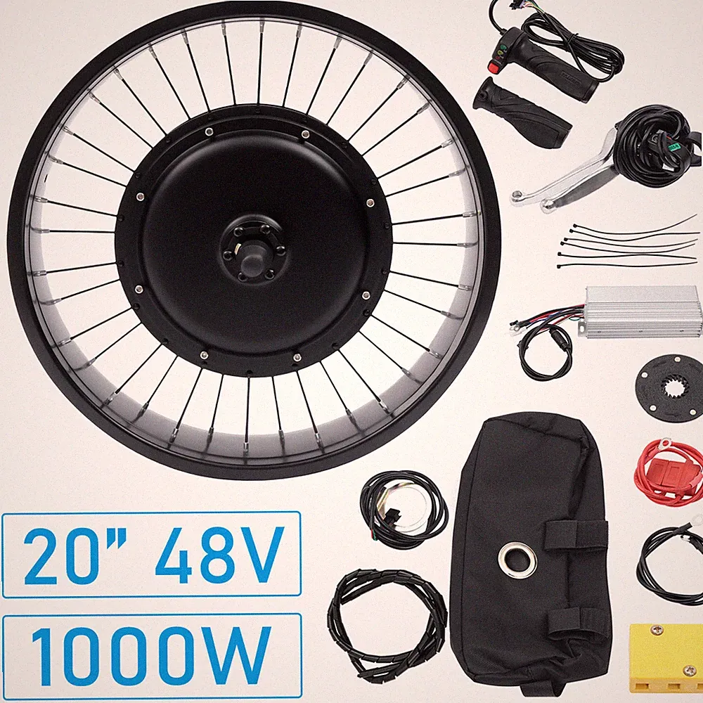 20" 1000W 48V Ebike Electric Bicycle Motor Conversion Kit Fat Tire Front Wheel